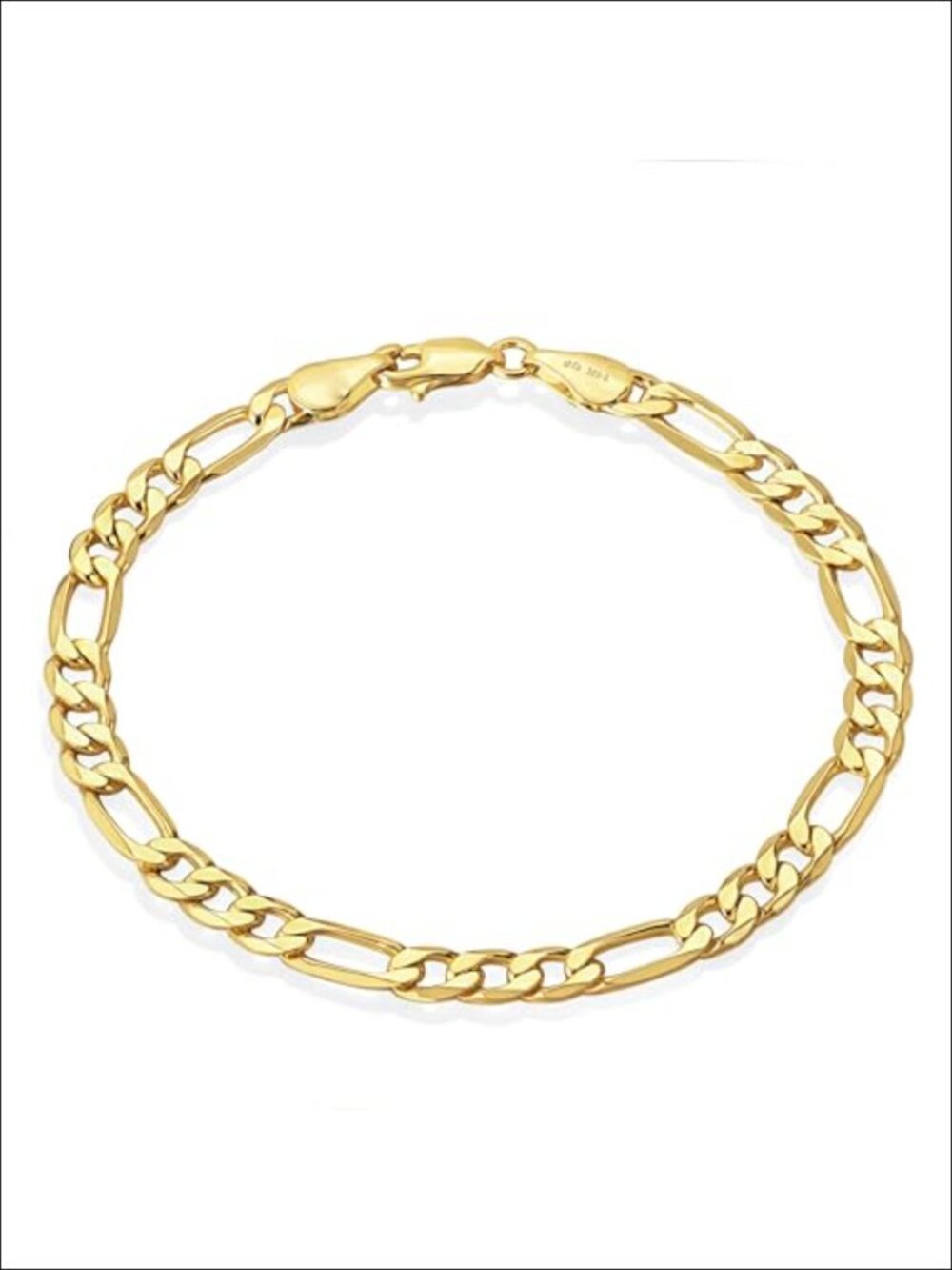 14K Gold Figaro Link Bracelet 3mm 5mm Lobster Claw Closure Hypoallergenic